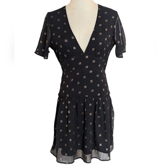 Amuse Society Black and Gold Open Back Mini Dress - Picture 1 of 7